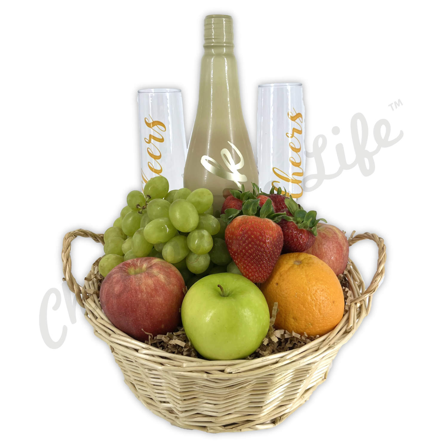 Sparkling Cider and Fruit Basket