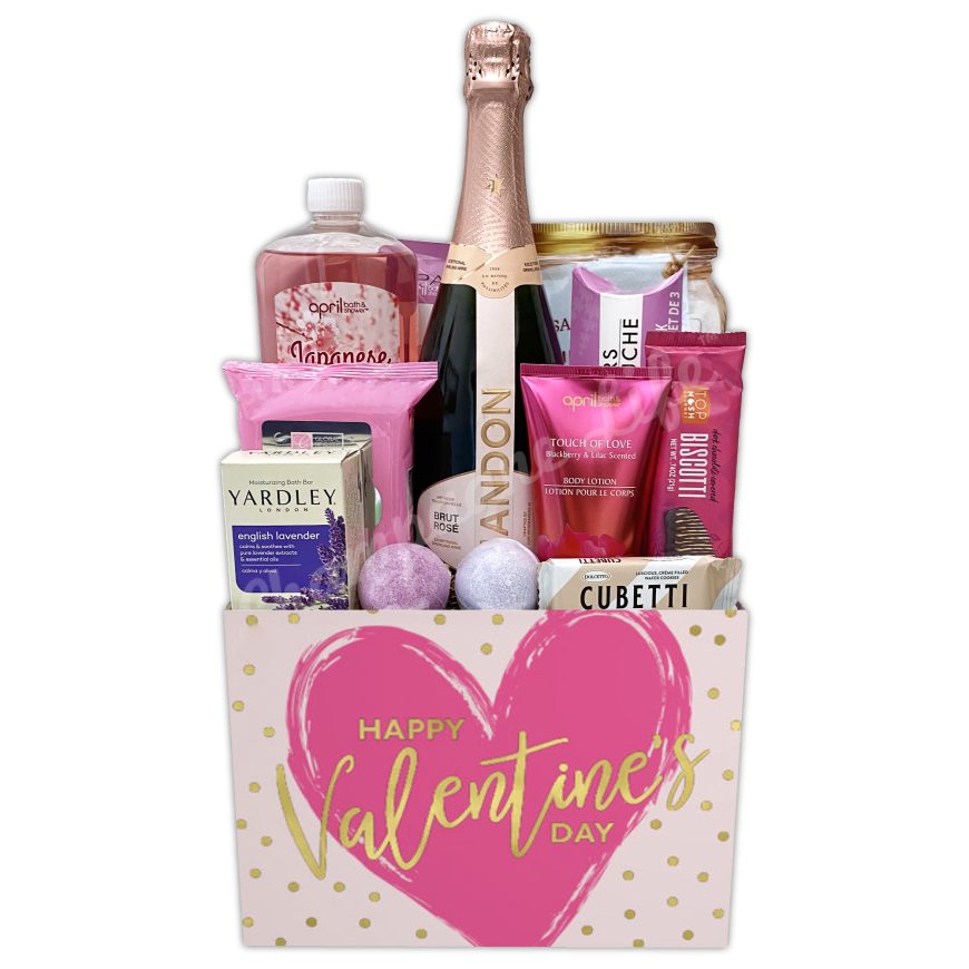Valentine's Day Champagne Bubble Bath Basket